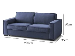 Talamo Italia Sofá fixo Dgozz, Sofá grande de 2 lugares, 100% Fabricado na Itália, Sofá da sala em tecido, com braços padrão, 200x95h90 cm, Azul