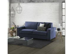 Talamo Italia Sofá fixo Dgozz, Sofá grande de 2 lugares, 100% Fabricado na Itália, Sofá da sala em tecido, com braços padrão, 200x95h90 cm, Azul