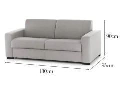 Hot Talamo Italia Sofá fixo Dgunte, Sofá grande de 2 lugares, 100% Fabricado na Itália, Sofá da sala, em tecido acolchoado, com braços finos, 180x95h90 cm, Cinza Cinzento