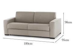 Talamo Italia Sofá fixo Dgunte, Sofá grande de 2 lugares, 100% Fabricado na Itália, Sofá da sala, em tecido acolchoado, com braços finos, 180x95h90 cm, Taupe^ Sofá