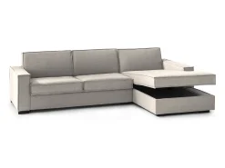 Talamo Italia Sofá fixo Dkiyin, Sofá de canto, 100% Fabricado na Itália, Sofá da sala com, Península de contêiner direita, com braços padrão, Cm 280x95h90, Taupe^ Sofá