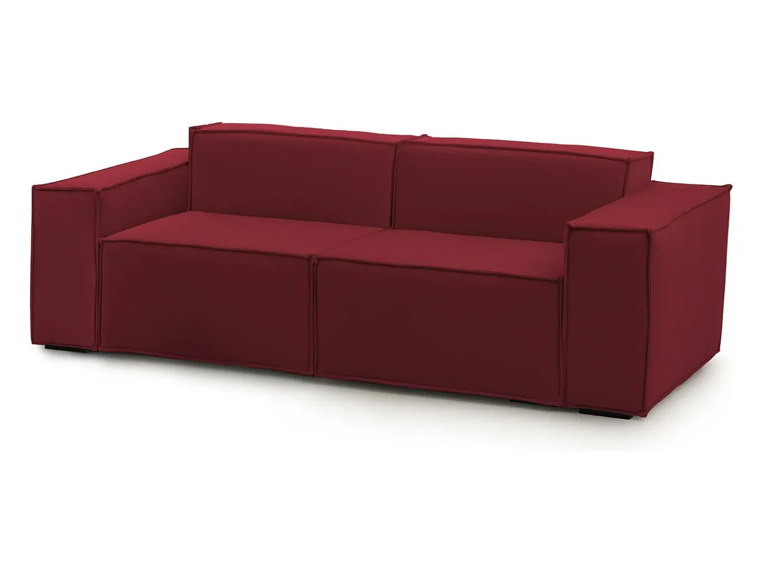 Sofá*Talamo Italia Sofá fixo Dlongh, sofá modular linear de 2 lugares, 100% Fabricado na Itália, Sofá moderno para sala em tecido, 220x95h70 cm, Vermelho