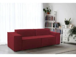 Sofá*Talamo Italia Sofá fixo Dlongh, sofá modular linear de 2 lugares, 100% Fabricado na Itália, Sofá moderno para sala em tecido, 220x95h70 cm, Vermelho