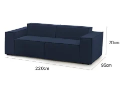 Sofá*Talamo Italia Sofá fixo Dlongh, sofá modular linear de 2 lugares, 100% Fabricado na Itália, Sofá moderno para sala em tecido, 220x95h70 cm, Azul