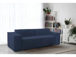 Sofá*Talamo Italia Sofá fixo Dlongh, sofá modular linear de 2 lugares, 100% Fabricado na Itália, Sofá moderno para sala em tecido, 220x95h70 cm, Azul
