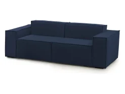 Sofá*Talamo Italia Sofá fixo Dlongh, sofá modular linear de 2 lugares, 100% Fabricado na Itália, Sofá moderno para sala em tecido, 220x95h70 cm, Azul
