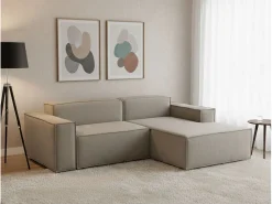 Talamo Italia Sofá fixo Dlorenz, sofá modular de 2 lugares com península direita, 100% Fabricado na Itália, Sofá de tecido moderno, 220x170h70 cm, Taupe^ Sofá