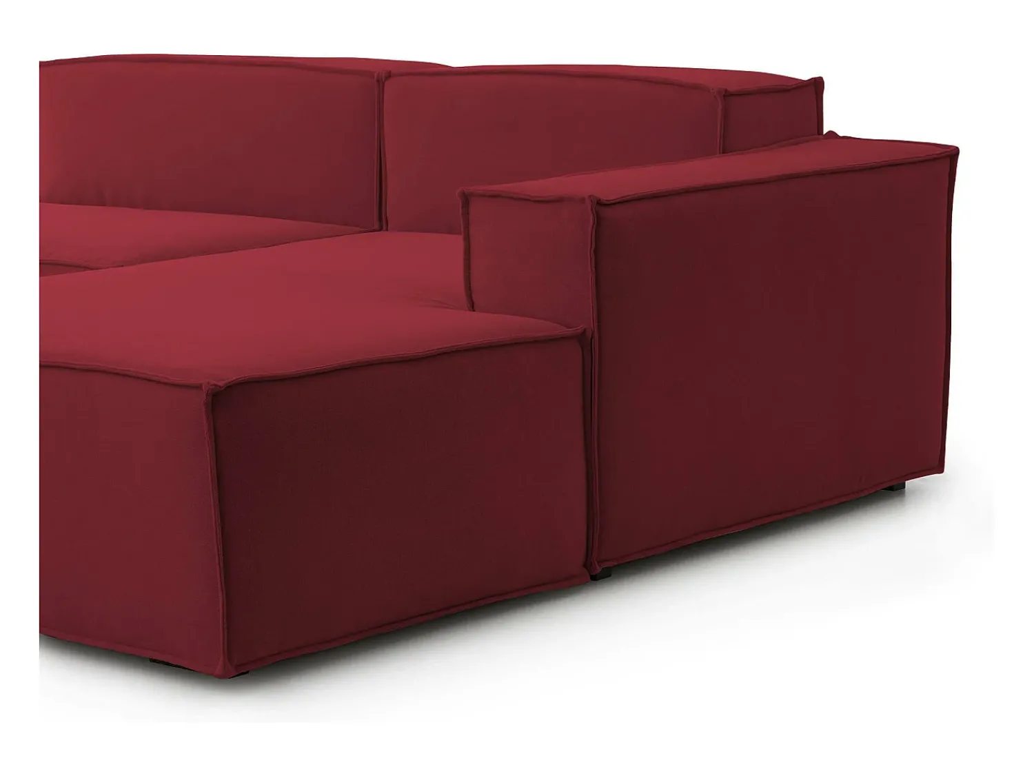 Sofá*Talamo Italia Sofá fixo Dlorenz, sofá modular de 2 lugares com península direita, 100% Fabricado na Itália, Sofá de tecido moderno, 220x170h70 cm, Vermelho