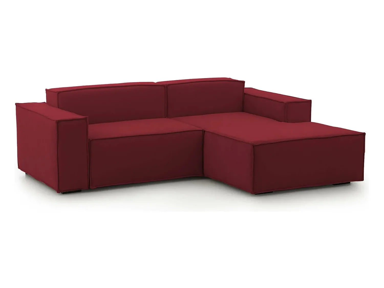Sofá*Talamo Italia Sofá fixo Dlorenz, sofá modular de 2 lugares com península direita, 100% Fabricado na Itália, Sofá de tecido moderno, 220x170h70 cm, Vermelho