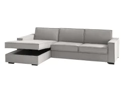 Sofá*Talamo Italia Sofá fixo Dlovis, Sofá de canto, 100% Fabricado na Itália, Sofá da sala com, Península esquerda, com braços finos, 260x95h90 cm, Cinza Cinzento