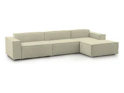 Sofá|Talamo Italia Sofá fixo Dmaiol, sofá modular de 4 lugares com península direita, 100% Fabricado na Itália, Sofá de tecido moderno, 340x170h70 cm, Bege