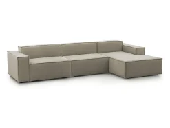 Sofá|Talamo Italia Sofá fixo Dmaiol, sofá modular de 4 lugares com península direita, 100% Fabricado na Itália, Sofá de tecido moderno, 340x170h70 cm, Taupe Cinzento