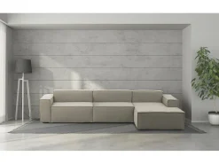 Sofá|Talamo Italia Sofá fixo Dmaiol, sofá modular de 4 lugares com península direita, 100% Fabricado na Itália, Sofá de tecido moderno, 340x170h70 cm, Taupe Cinzento