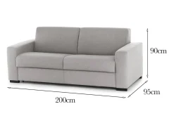 Talamo Italia Sofá fixo Dmarchi, Sofá grande de 2 lugares, 100% Fabricado na Itália, Sofá da sala em tecido acolchoado, com braços padrão, 200x95h90 cm, Cinza^ Sofá