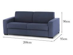 Sofá*Talamo Italia Sofá fixo Dmarchi, Sofá grande de 2 lugares, 100% Fabricado na Itália, Sofá da sala em tecido acolchoado, com braços padrão, 200x95h90 cm, Azul