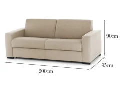 Sofá|Talamo Italia Sofá fixo Dmarchi, Sofá grande de 2 lugares, 100% Fabricado na Itália, Sofá da sala em tecido acolchoado, com braços padrão, 200x95h90 cm, Bege