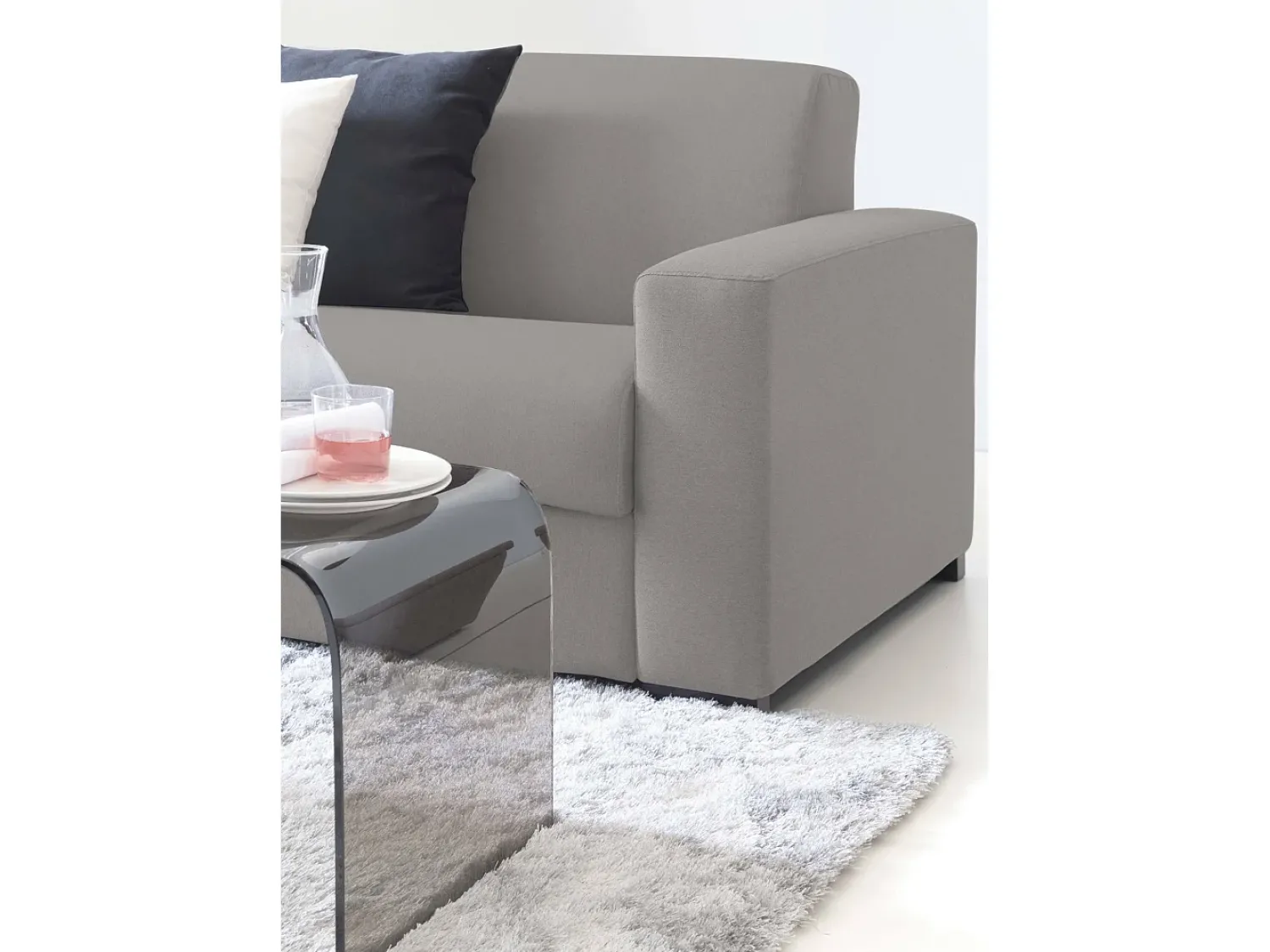 Talamo Italia Sofá fixo Dmazzon, sofá de 2 lugares, 100% Fabricado na Itália, Sofá da sala, em tecido acolchoado, com braços finos, 160x95h90 cm, Cinza^ Sofá