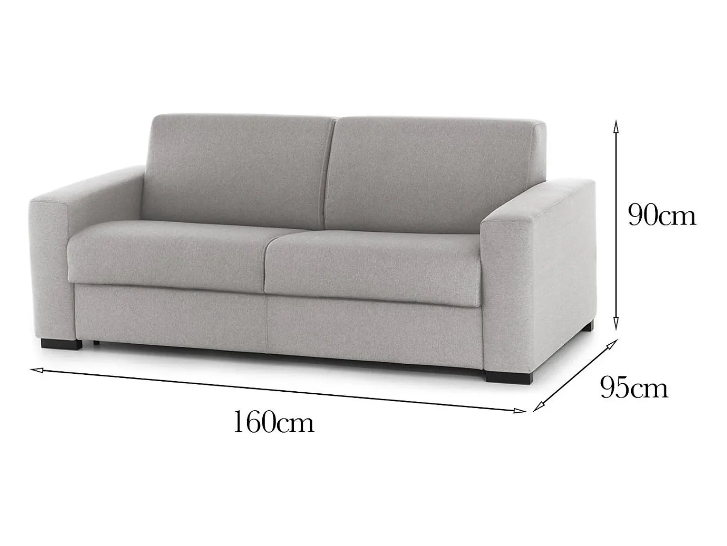 Talamo Italia Sofá fixo Dmazzon, sofá de 2 lugares, 100% Fabricado na Itália, Sofá da sala, em tecido acolchoado, com braços finos, 160x95h90 cm, Cinza^ Sofá