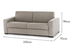 Sofá*Talamo Italia Sofá fixo Dmazzon, sofá de 2 lugares, 100% Fabricado na Itália, Sofá da sala, em tecido acolchoado, com braços finos, Cm 160x95h90, Taupe Cinzento