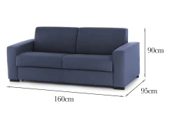 New Talamo Italia Sofá fixo Dmazzon, sofá de 2 lugares, 100% Fabricado na Itália, Sofá da sala, em tecido acolchoado, com braços finos, 160x95h90 cm, Azul