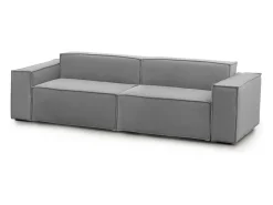 Sofá|Talamo Italia Sofá fixo Dmelucc, sofá modular linear de 3 lugares, 100% Fabricado na Itália, Sofá moderno para sala em tecido, 260x95h70 cm, Cinza Cinzento