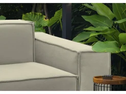 Sofá|Talamo Italia Sofá fixo Dmelucc, sofá modular linear de 3 lugares, 100% Fabricado na Itália, Sofá moderno para sala em tecido, 260x95h70 cm, Bege