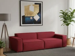Clearance Talamo Italia Sofá fixo Dmelucc, sofá modular linear de 3 lugares, 100% Fabricado na Itália, Sofá moderno para sala em tecido, 260x95h70 cm, Vermelho