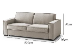 Talamo Italia Sofá fixo Dospin, sofá de 3 lugares, 100% Fabricado na Itália, Sofá da sala em tecido, com braços padrão, 220x95h90 cm, Taupe^ Sofá