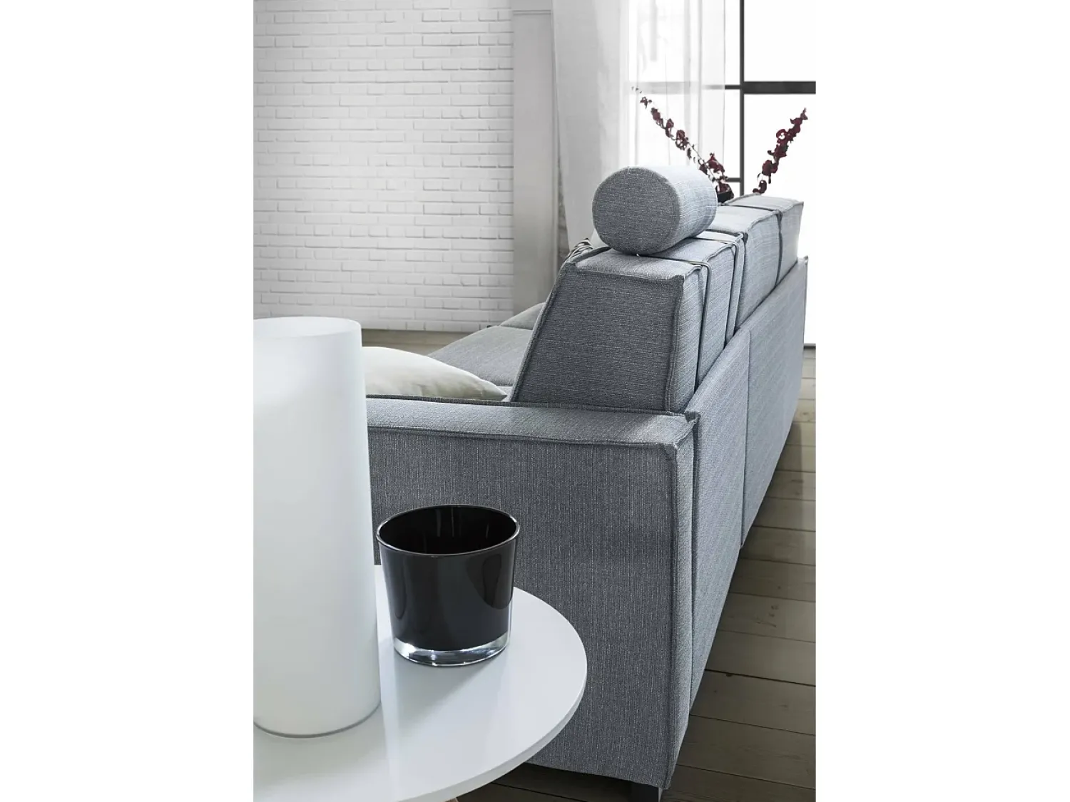 Outlet Talamo Italia Sofá fixo Dospin, sofá de 3 lugares, 100% Fabricado na Itália, Sofá da sala em tecido, com braços padrão, 220x95h90 cm, Cinza Cinzento