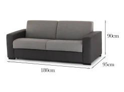 Sofá*Talamo Italia Sofá fixo Dpalett, sofá de 2 lugares, 100% Fabricado na Itália, Sofá da sala em tecido acolchoado, com braços padrão, 180x95h90 cm, Cinza e Antracite Cinzento