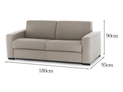 Sofá|Talamo Italia Sofá fixo Dpalett, sofá de 2 lugares, 100% Fabricado na Itália, Sofá da sala em tecido acolchoado, com braços padrão, 180x95h90 cm, Taupe Cinzento