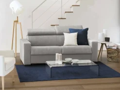 Sofá|Talamo Italia Sofá fixo Dpanad, ofá de 2 lugare, 100% Fabricado na Itália, Sofá da ala, em tecido acolchoado, com apoio de cabeça ajutávei â€<â€<e braço fino, 180x95h85 cm, Cinza Cinzento