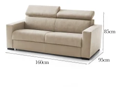 New Talamo Italia Sofá fixo Dpanad, ofá de 2 lugare, 100% Fabricado na Itália, Sofá da ala, em tecido acolchoado, com apoio de cabeça ajutávei â€<â€<e braço fino, 160x95h85 cm, Bege