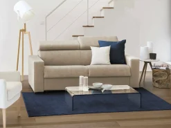 New Talamo Italia Sofá fixo Dpanad, ofá de 2 lugare, 100% Fabricado na Itália, Sofá da ala, em tecido acolchoado, com apoio de cabeça ajutávei â€<â€<e braço fino, 160x95h85 cm, Bege