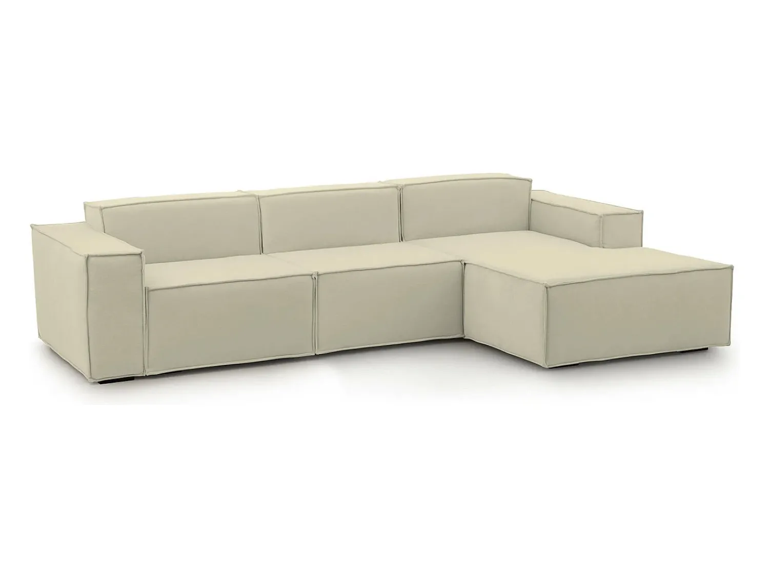 Hot Talamo Italia Sofá fixo Giovanna, sofá modular de 3 lugares com península direita, 100% Made in Italy, Sofá de tecido moderno, 300x170h70 cm, Bege