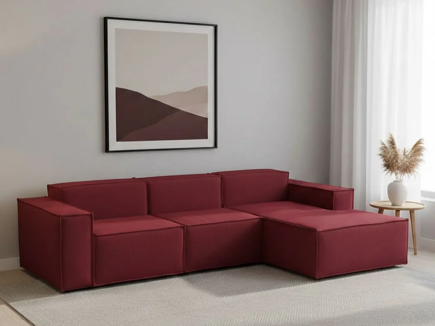 Talamo Italia Sofá fixo Giovanna, sofá modular de 3 lugares com península direita, 100% Made in Italy, Sofá de tecido moderno, 300x170h70 cm,^ Sofá