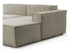Outlet Talamo Italia Sofá fixo Giovanna, sofá modular de 3 lugares com península direita, 100% Made in Italy, Sofá de tecido moderno, 300x170h70 cm, Taupe Cinzento