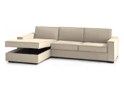 Sofá*Talamo Italia Sofá fixo Grazia, Sofá de canto, 100% Fabricado na Itália, Sofá da sala com península esquerda, com braços padrão, 280x95h90 cm, Bege