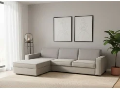 Sale Talamo Italia Sofá fixo Grazia, Sofá de canto, 100% Fabricado na Itália, Sofá da sala com, Península contêiner esquerda, com braços padrão, 280x95h90 cm, Cinza Cinzento