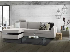 Sale Talamo Italia Sofá fixo Grazia, Sofá de canto, 100% Fabricado na Itália, Sofá da sala com, Península contêiner esquerda, com braços padrão, 280x95h90 cm, Cinza Cinzento