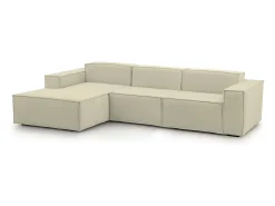 Sofá|Talamo Italia Sofá fixo Jessica, sofá modular de 3 lugares com península esquerda, 100% Fabricado na Itália, Sofá de tecido moderno, 300x170h70 cm, Bege
