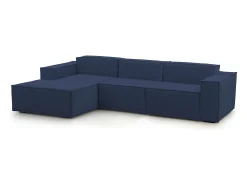 Online Talamo Italia Sofá fixo Jessica, sofá modular de 3 lugares com península esquerda, 100% Fabricado na Itália, Sofá de tecido moderno, 300x170h70 cm, Azul