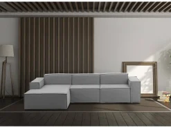 Sale Talamo Italia Sofá fixo Jessica, sofá modular de 3 lugares com península esquerda, 100% Fabricado na Itália, Sofá de tecido moderno, 300x170h70 cm, Cinza Cinzento