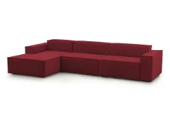 Talamo Italia Sofá fixo Licia, sofá modular de 4 lugares com península esquerda, 100% Fabricado na Itália, Sofá de tecido moderno, 340x170h70 cm,^ Sofá