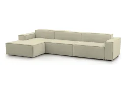 Talamo Italia Sofá fixo Licia, sofá modular de 4 lugares com península esquerda, 100% Fabricado na Itália, Sofá de tecido moderno, 340x170h70 cm, Bege
