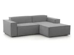 Talamo Italia Sofá fixo Lidia, Sofá modular grande de 2 lugares com península direita, 100% Fabricado na Itália, Sofá de tecido moderno, 240x170h70 cm, Cinza^ Sofá