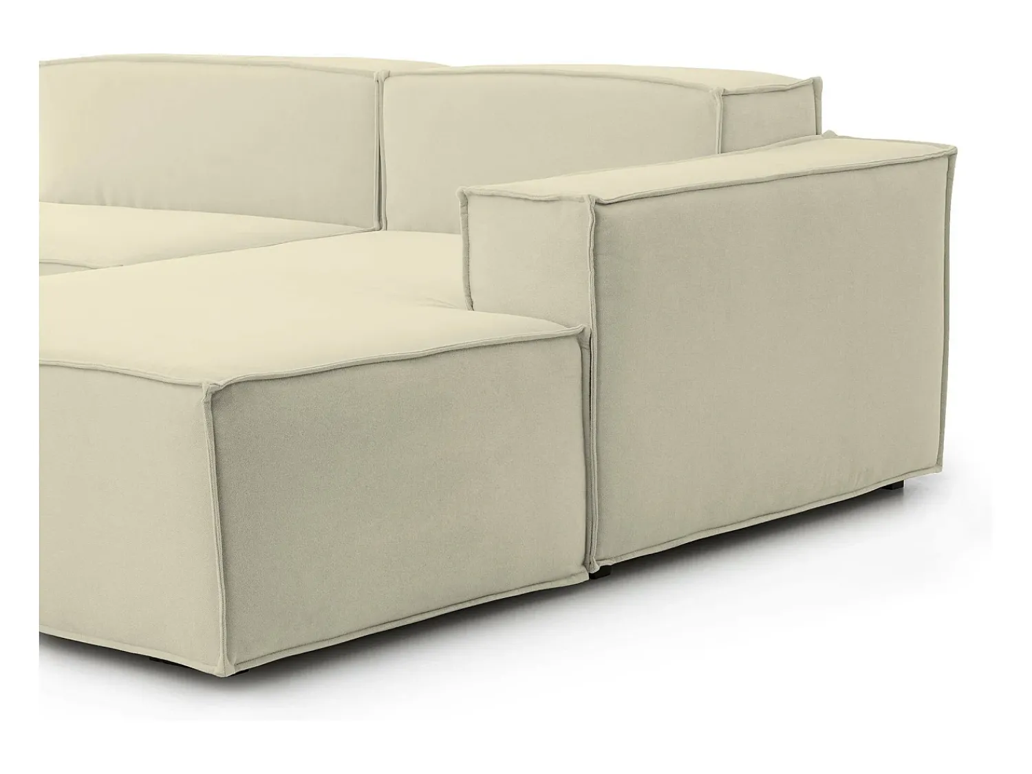 New Talamo Italia Sofá fixo Lidia, Sofá modular grande de 2 lugares com península direita, 100% Fabricado na Itália, Sofá de tecido moderno, 240x170h70 cm, Bege
