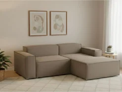 Online Talamo Italia Sofá fixo Lidia, Sofá modular grande de 2 lugares com península direita, 100% Fabricado na Itália, Sofá de tecido moderno, 240x170h70 cm, Taupe Cinzento