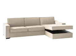 New Talamo Italia Sofá fixo Maia, Sofá de canto, 100% Fabricado na Itália, Sofá da sala com, Península direita, com braços finos, Cm 260x95h90, Bege
