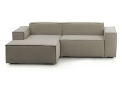 Sofá*Talamo Italia Sofá fixo Nadia, sofá modular de 2 lugares com península esquerda, 100% Fabricado na Itália, Sofá de tecido moderno, 220x170h70 cm, Taupe Cinzento